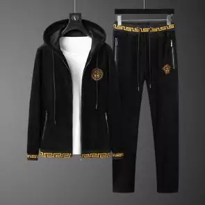 versace jogging homme jeans couture hoodie double faced velvet black v2019